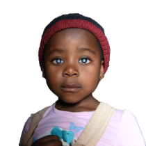 Kleines Mädchen mit Wollmütze und auffallend weißen Pupillen