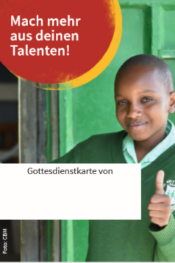 Afrikanische Mädchen in Schuluniform, Schriftzug &quot;Mach mehr aus deinen Talenten&quot;